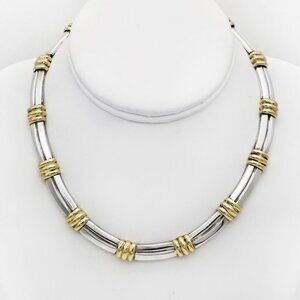 Tiffany & Co. 925 Silver 18K Atlas Bar Link 1995 Necklace Choker